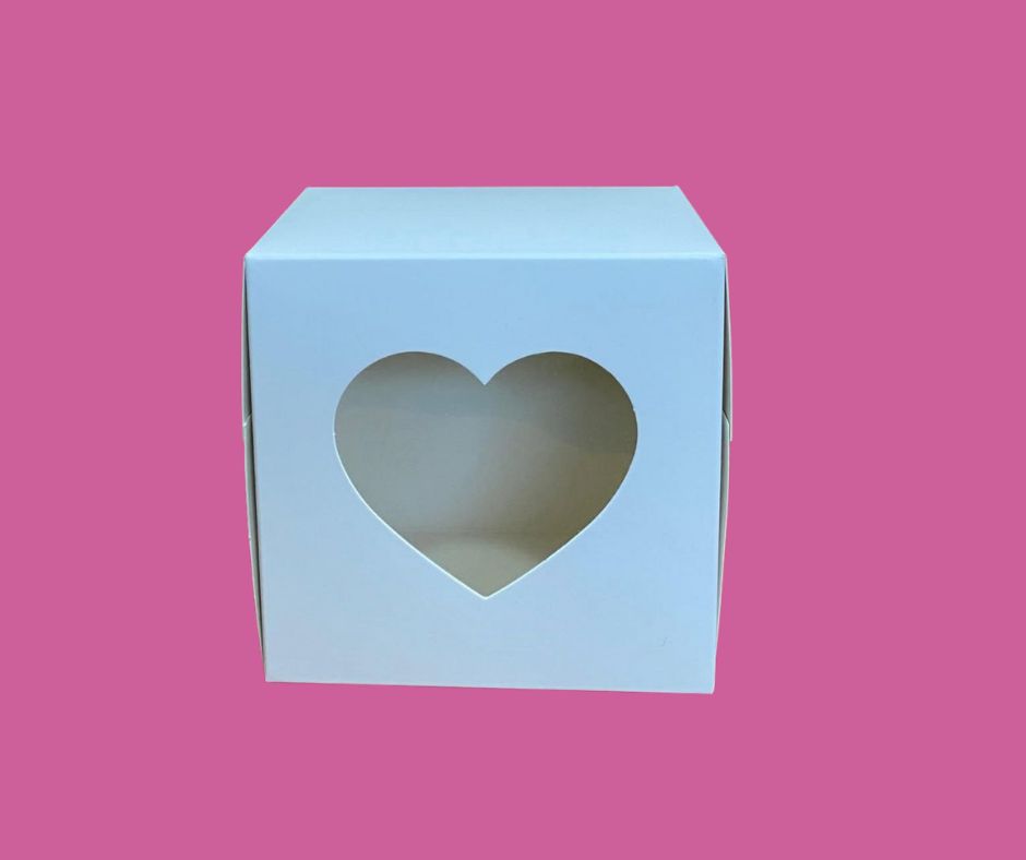 Caja Kraft Blanca Corazón con Ventana