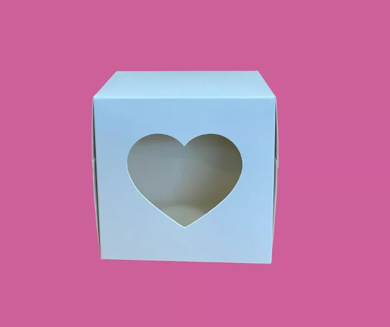 Caja Kraft Blanca Corazón con Ventana