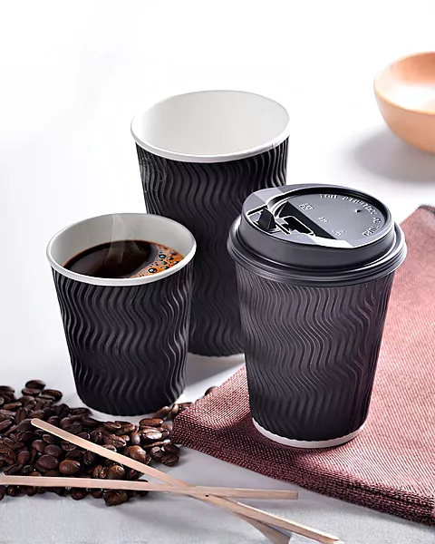 Vaso Corrugado NEGRO para Cafe 8oz