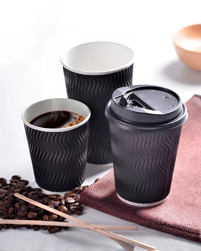 Vaso Corrugado NEGRO para Cafe 8oz