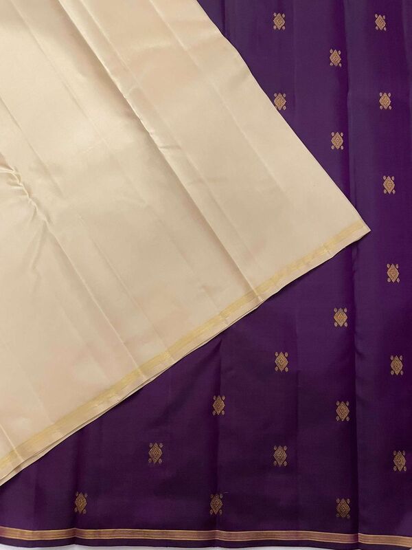 Kanchivaram Silk Beige in Purple Border
