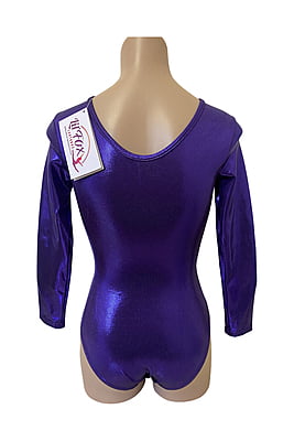 PURPLE SHINY FOIL LONG SLEEVE LEOTARD