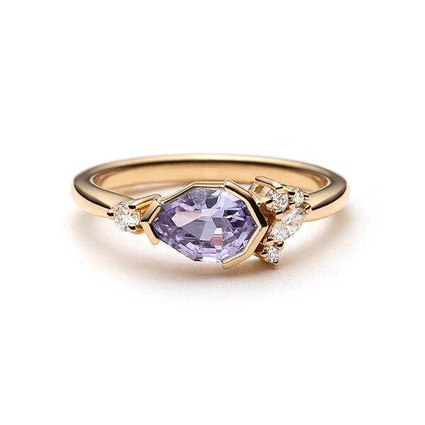 One of a Kind Purple Geometric Sapphire and Diamond Ring