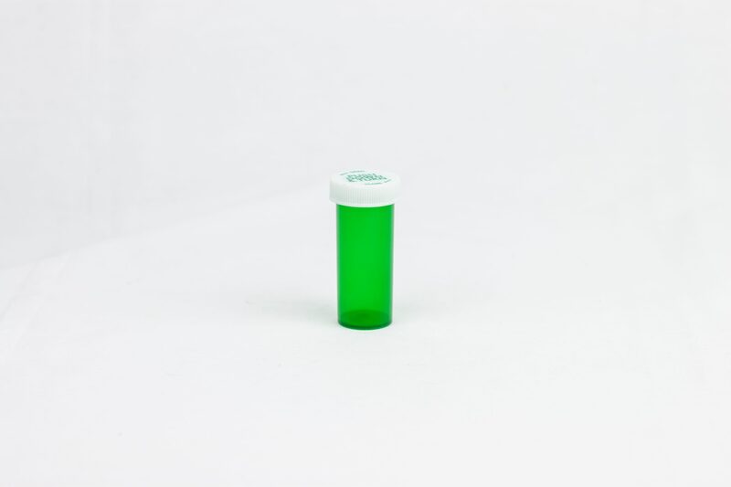 Push & Turn Child Resistant Bottles - Green - 8 dram (410 units/Box)