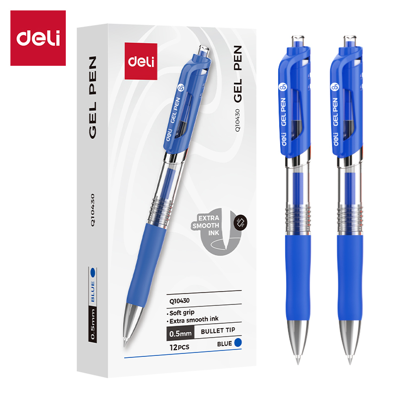 DELI Q10430 RETRACTABLE GEL PEN 0.5MM BLUE