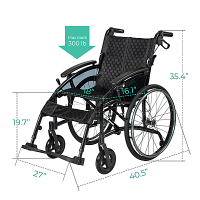Axera Lightweight Wheelchair With Quick-Release Wheels & Adjustable Features – Q5017BK