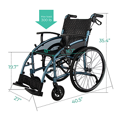 Axera Lightweight Wheelchair With Quick-Release Wheels & Adjustable Features – Q5017BL