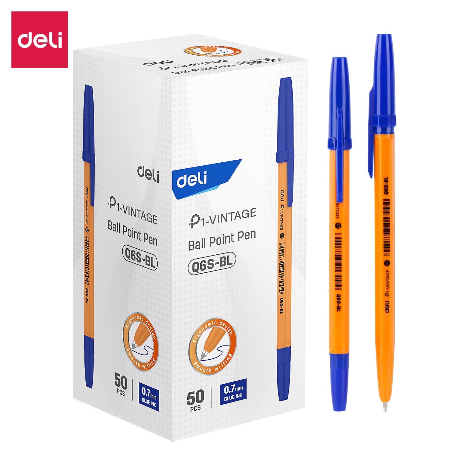 DELI Q6S P1-VINTAGE BALLPOINT PEN 0.7MM - BLUE