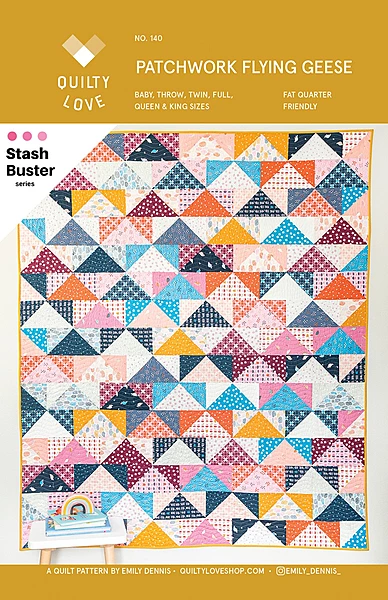 Patchwork Flying Geese Quilt Pattern  #QLP140 From Quilty Love