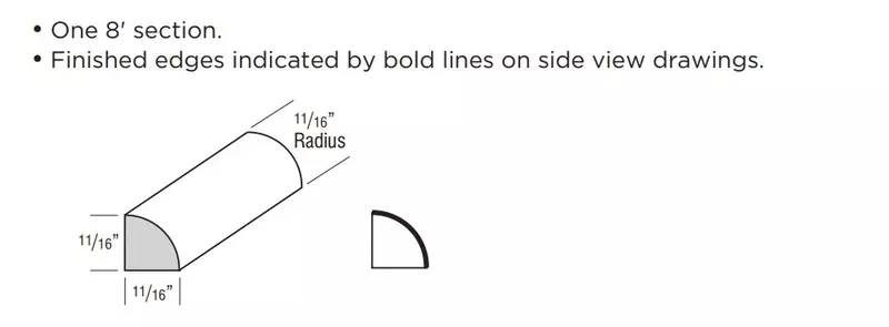 Omni Quarter Round / Corner Moulding 8' - Graphite