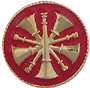 [QS5019] Five Crossed Horns Medium (11/16) Emblem Red Enamel