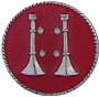 [QS4998] Two Up Horns Medium (11/16) Emblem Red Enamel