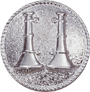 [QS4998] Two Up Horns Medium (11/16) Emblem Plain