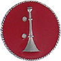 [QS4993] One Up Horn Medium (11/16) Emblem Red Enamel