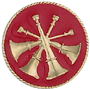 [QS5009] Four Crossed Horns Medium (11/16) Emblem Red Enamel
