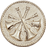 [QS5009] Four Crossed Horns Medium (11/16) Emblem Plain