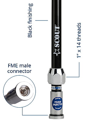 3 dB VHF fiberglass antenna 1,5 m (5') QuickFit -BLACK