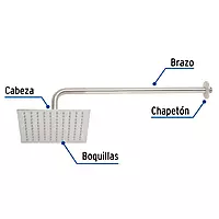 Regadera acero inoxidable, 8', con brazo, satinado, Riviera - R-308N / 45772