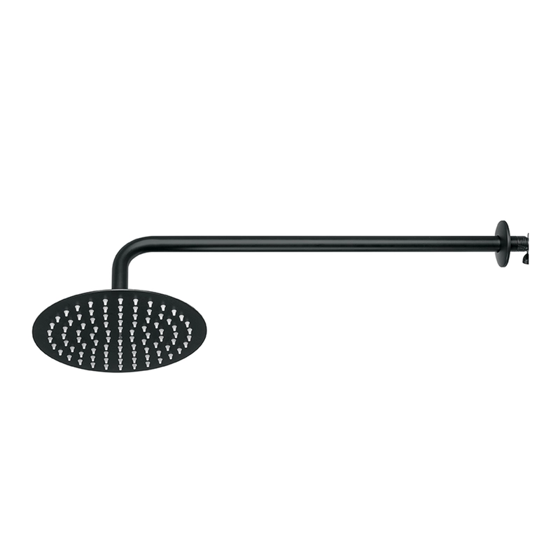 Regadera redonda 8" con brazo, negro, FOSET RIVIERA - R-309M / 44827