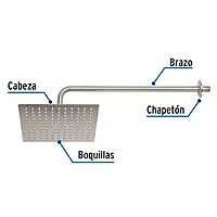 Regadera acero inoxidable, 10', con brazo, satinado, Riviera - R-310N / 45774