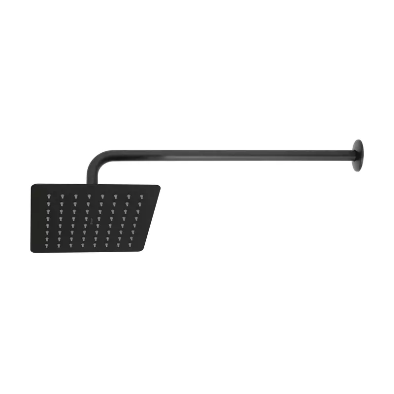 Regadera cuadrada 8', acero inox, con brazo, negro, Túbig, 47750 - R-415M