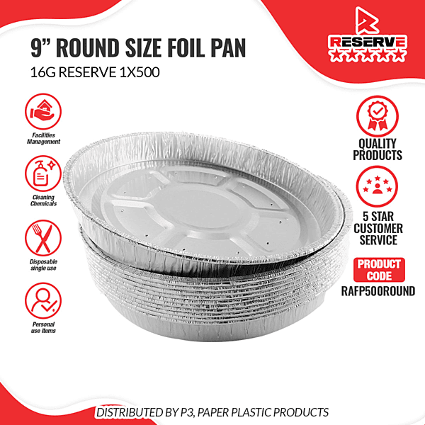 9" Round Aluminum Pan Reserve 1/4/125