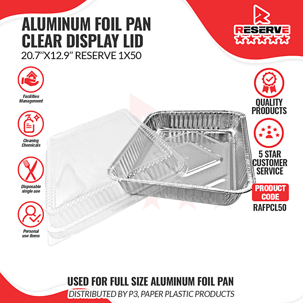 Aluminum Foil Pan Full Size Clear Display Lid Reserve 50/1