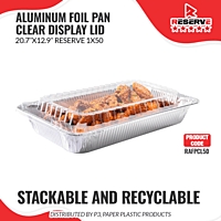 Aluminum Foil Pan Full Size Clear Display Lid Reserve 50/1