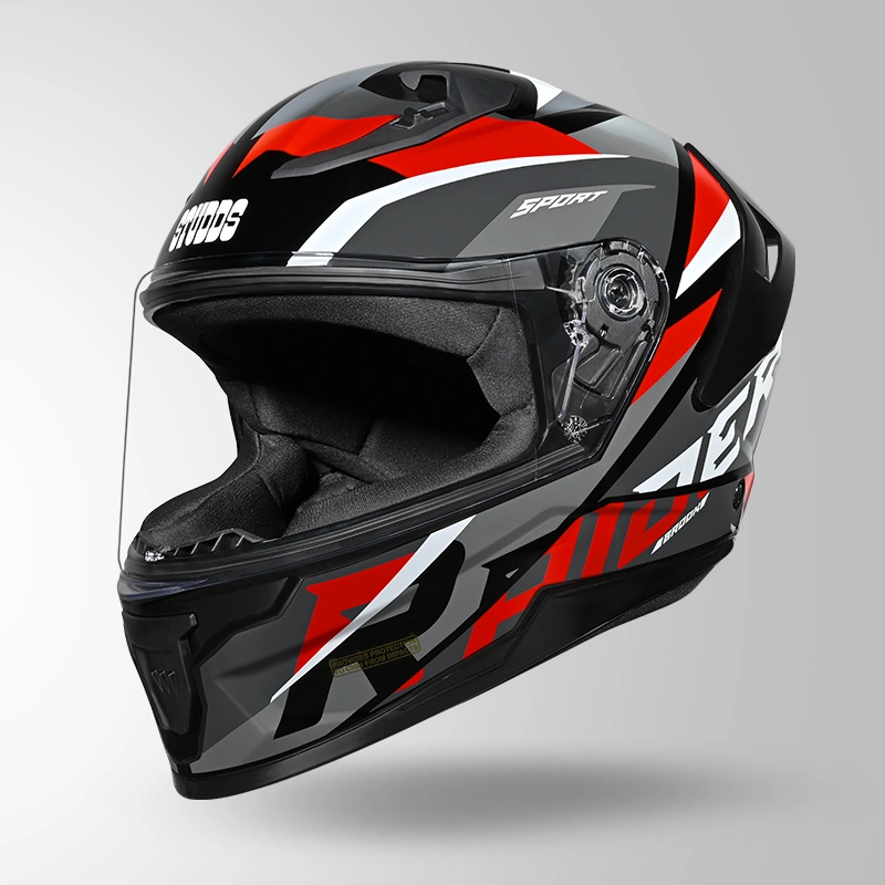 STUDDS RAIDER SUPER WITH SPOILER D2 BROOK BLACK N2 RED C/V (XL)