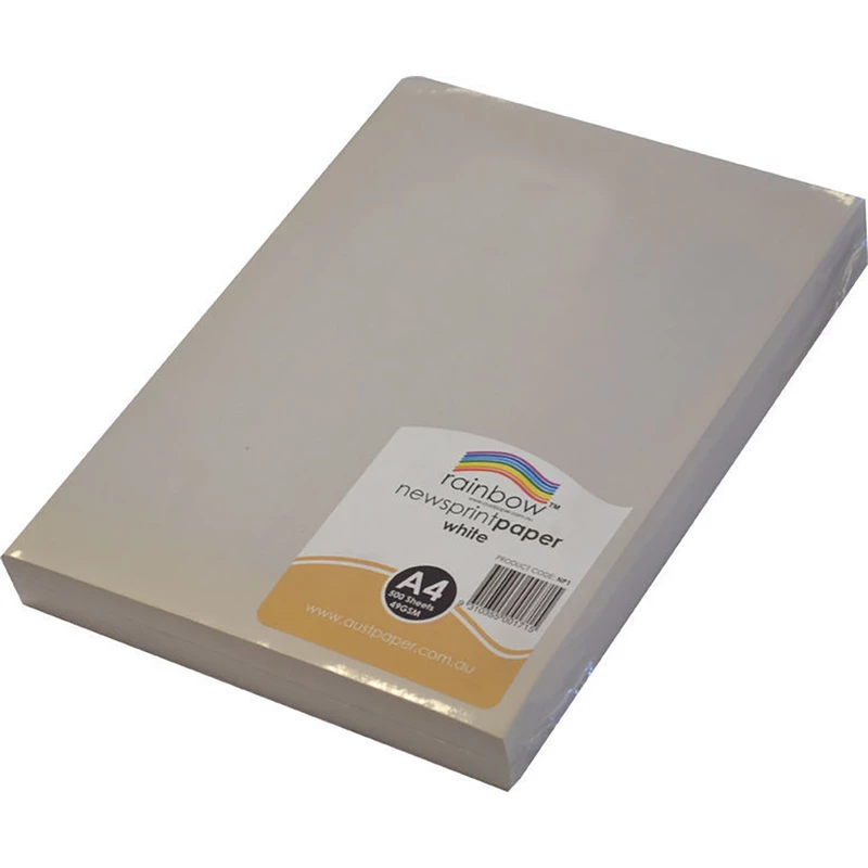 Rainbow Newsprint Paper 49gsm A4 White 500 Sheets