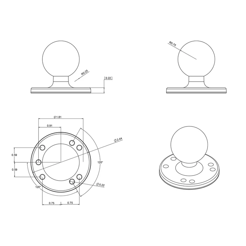 RAM 1.5" Size C Ball Mount RAM 1.5" Size C Ball Mount