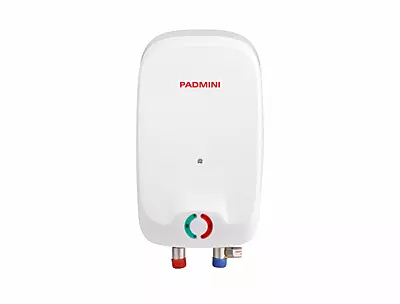 The durable, shockproof A.B.S. Plastic Body of the Padmini Rapid 3L geyser.