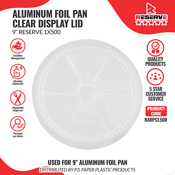 9" Aluminum Round Pan Plastic Lid Reserve 1/4/125