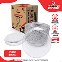 9" Aluminum Round Pan Plastic Lid Reserve 1/4/125