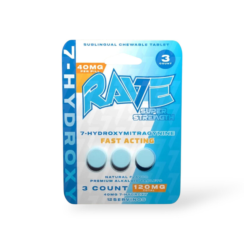 RAVE SUPER STRENGTH 7-HYDROXY NATURAL FLAVOR 40MG | 12 SERVINGS | 3CT PK | 10CT BOX