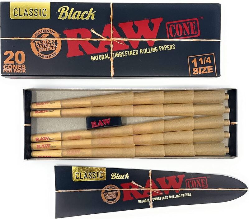RAW CONES BLACK 20CT
