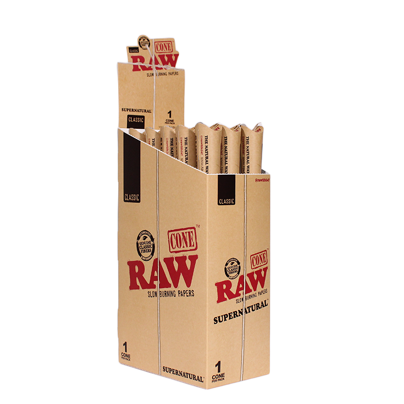 RAW® - Classic Unrefined Pre-Roll Cone Supernatural Size - Display of 15