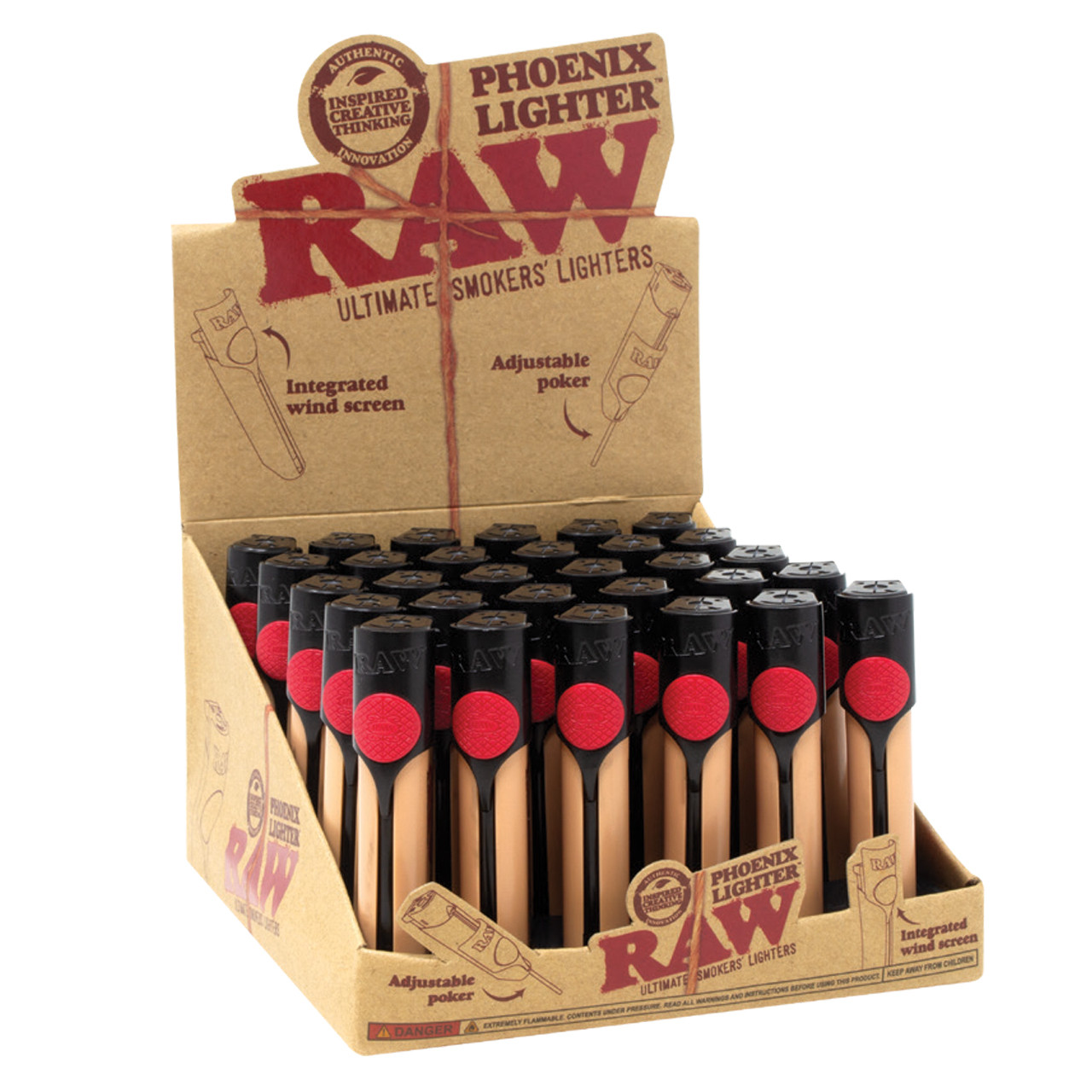 RAW® - Phoenix Classic Lighters - Display of 30 RAW® - Phoenix Classic Lighters - Display of 30