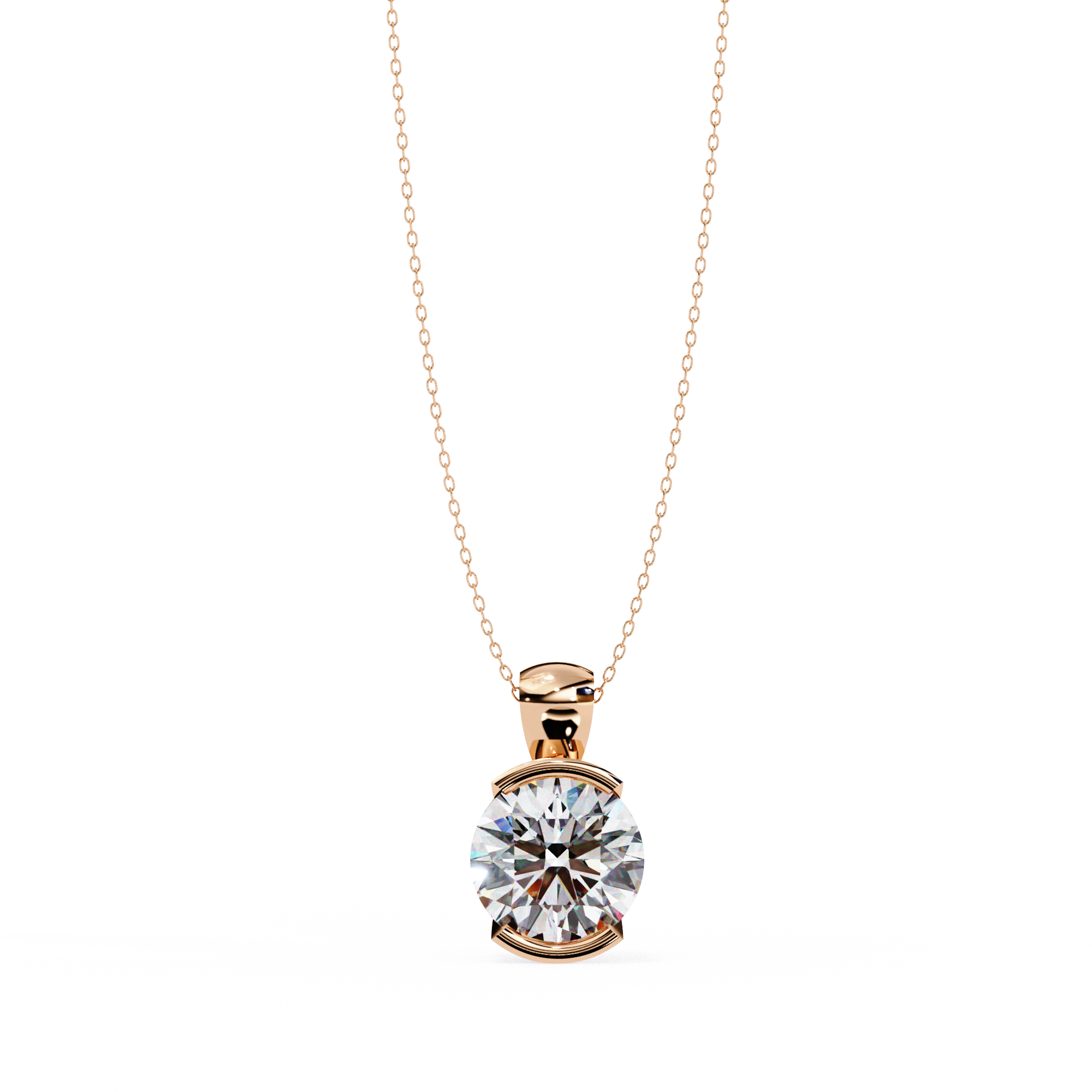 Half bezel set Necklace with round brilliant cut diamond