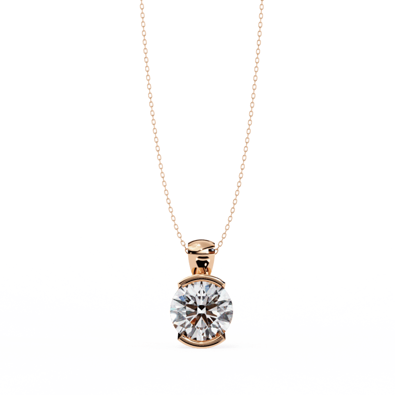 Half bezel set Necklace with round brilliant cut diamond
