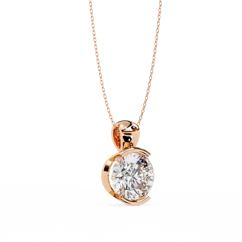 Half bezel set Necklace with round brilliant cut diamond