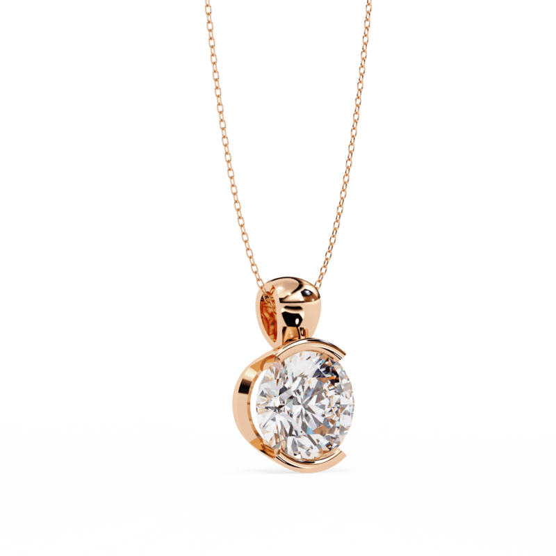 Half bezel set Necklace with round brilliant cut diamond