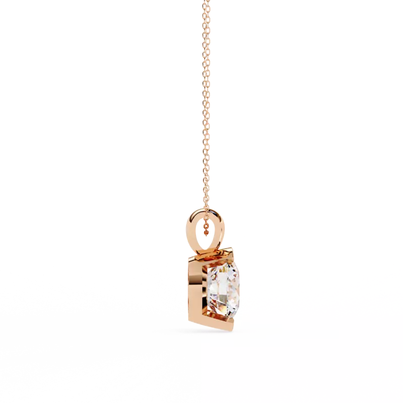 Half bezel set Necklace with round brilliant cut diamond