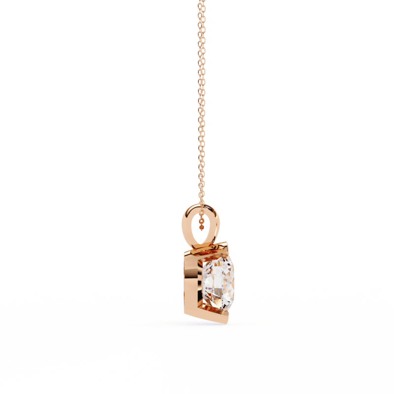 Half bezel set Necklace with round brilliant cut diamond