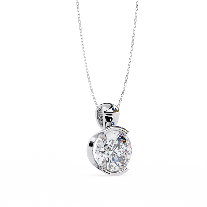 Half bezel set Necklace with round brilliant cut diamond