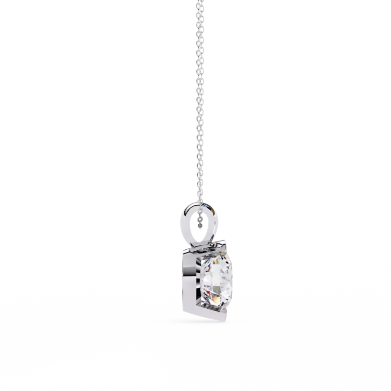 Half bezel set Necklace with round brilliant cut diamond