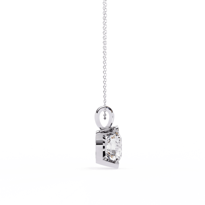 Half bezel set Necklace with round brilliant cut diamond