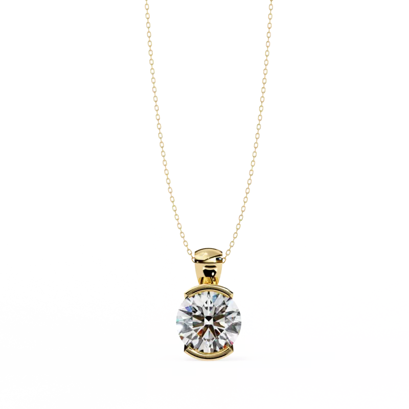 Half bezel set Necklace with round brilliant cut diamond