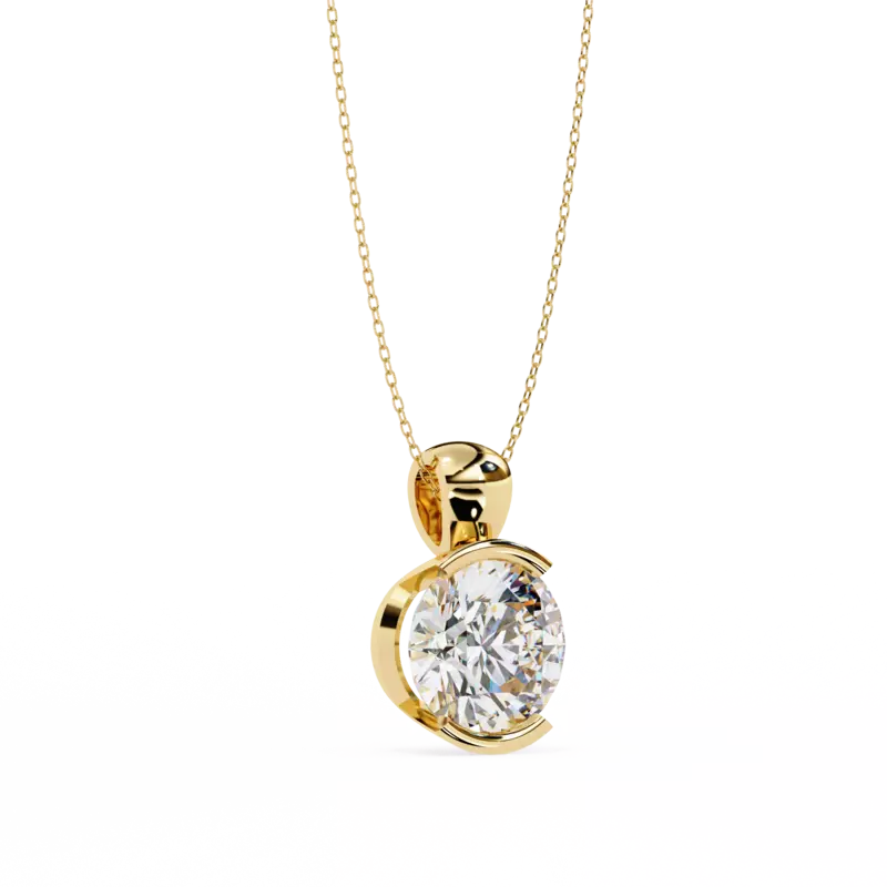 Half bezel set Necklace with round brilliant cut diamond