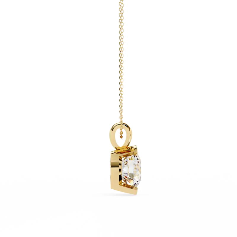 Half bezel set Necklace with round brilliant cut diamond